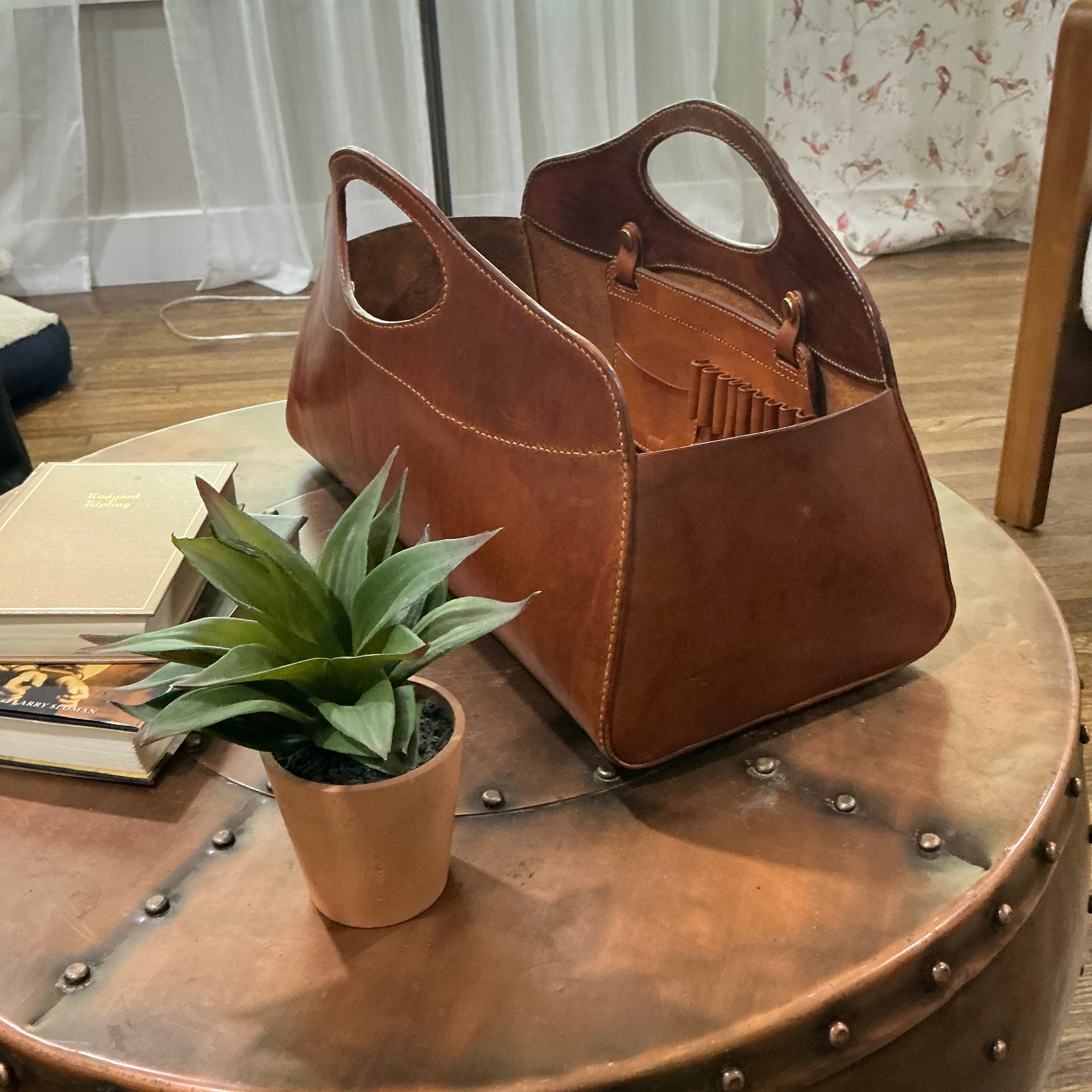 Freestanding Leather Storage Rack