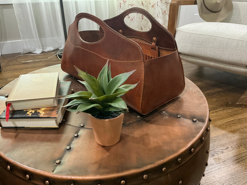 Freestanding Leather Storage Rack