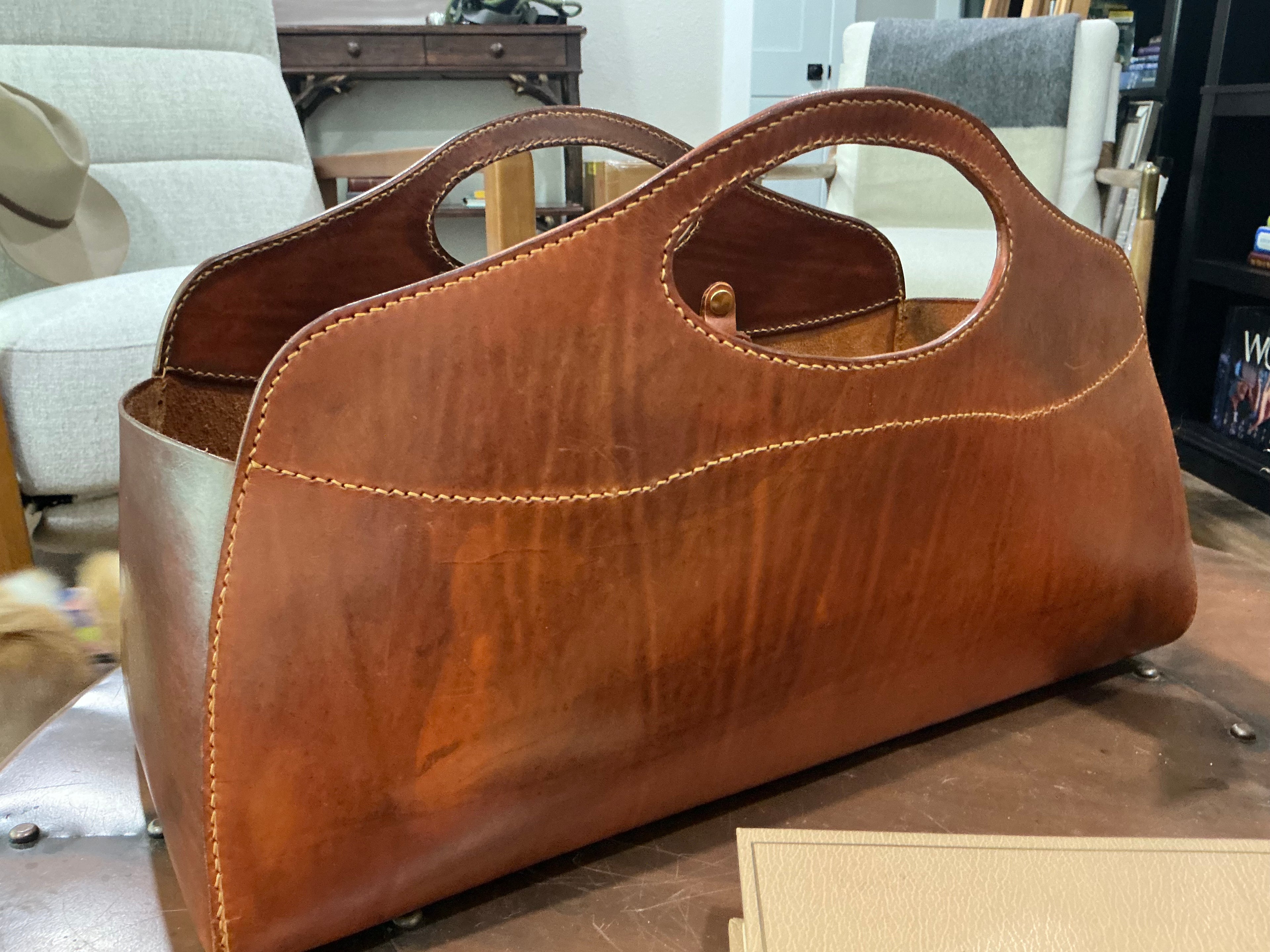 Freestanding Leather Storage Rack